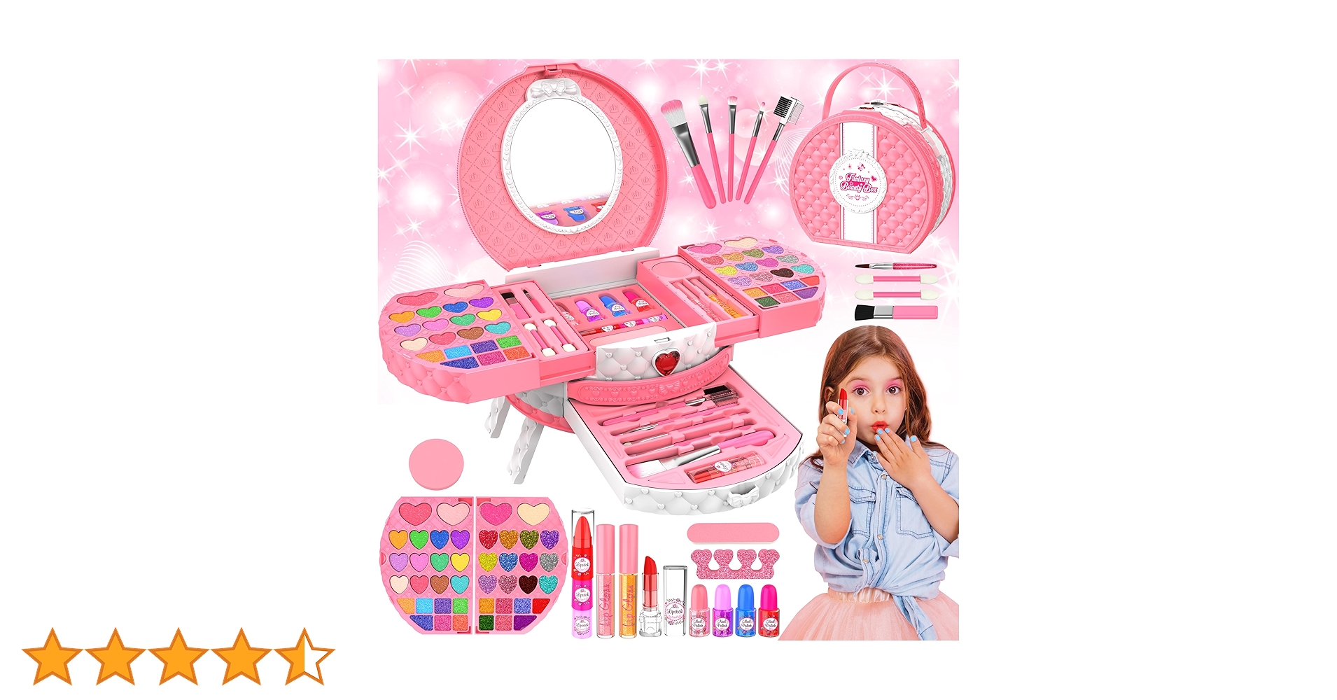 Amazon | Kids Makeup Kit for Girl, 66 Pcs Washable Makeup